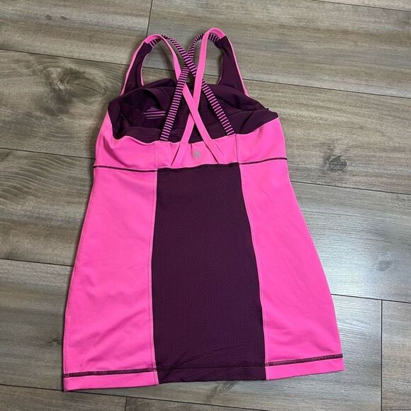 Lululemon Black & Pink Stripe Athletic Tank‎ Women Medium Bin E-47 - Picture 3 of 5